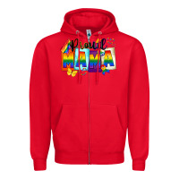 Red proud mama Zipper Hoodie - FaDigitalArtStudio