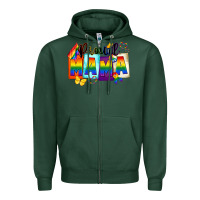 Sports Green proud mama Zipper Hoodie - FaDigitalArtStudio