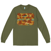 Army Green Aztec Background Pattern Western Long Sleeve Tee - texasbilliewilder