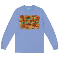 Colony Blue Aztec Background Pattern Western Long Sleeve Tee - texasbilliewilder