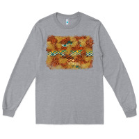 Heather Grey Aztec Background Pattern Western Long Sleeve Tee - texasbilliewilder