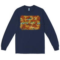 Navy Aztec Background Pattern Western Long Sleeve Tee - texasbilliewilder