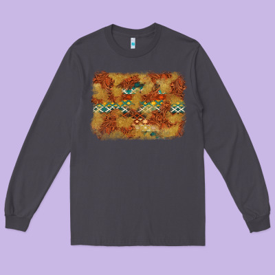 Aztec Background Pattern Western Long Sleeve Tee Designed By Texasbilliewilder