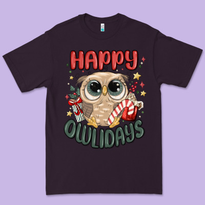 Happy Owlidays Premium Tee Designed By Maliassmallbusiness