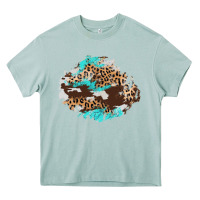 Arona cowhide leopard turquoise patch Heavy Core Tee - AdoDesignShop
