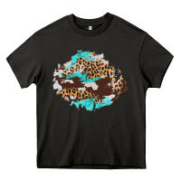 Asphalt cowhide leopard turquoise patch Heavy Core Tee - AdoDesignShop