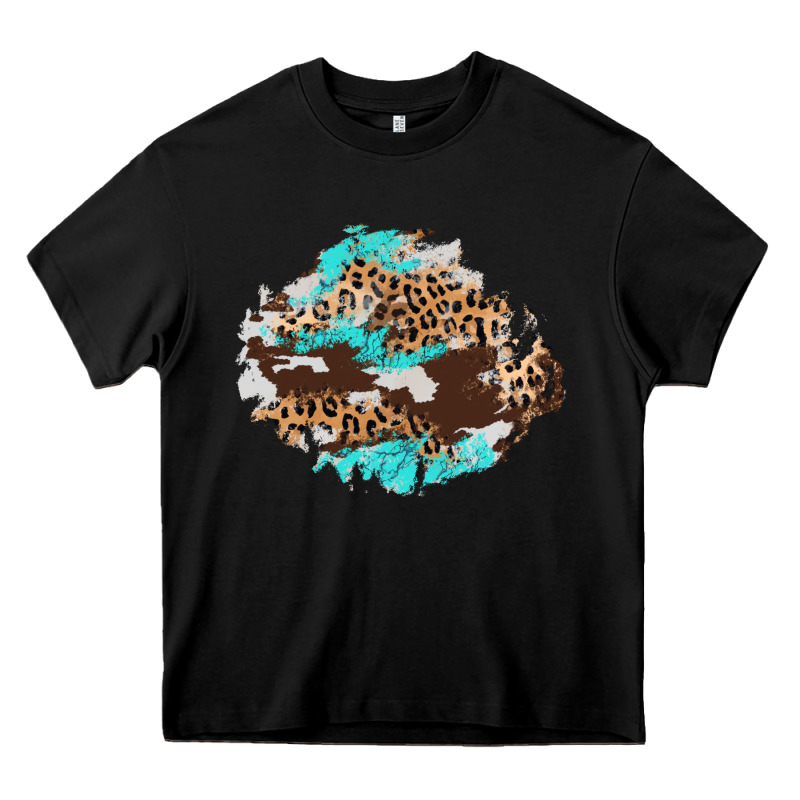 Cowhide Leopard Turquoise Patch Heavy Core Tee by AdoDesignShop | Teevron