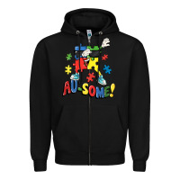 Black Au-some! Autism puzzle dabbing Zipper Hoodie - FaDigitalArtStudio