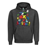 Charcoal Heather Au-some! Autism puzzle dabbing Zipper Hoodie - FaDigitalArtStudio