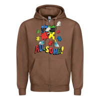 Chestnut Au-some! Autism puzzle dabbing Zipper Hoodie - FaDigitalArtStudio