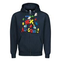 Navy Au-some! Autism puzzle dabbing Zipper Hoodie - FaDigitalArtStudio