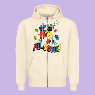 Au-some! Autism Puzzle Dabbing Zipper Hoodie Designed By Fadigitalartstudio