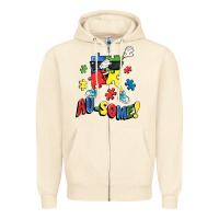 Sandshell Au-some! Autism puzzle dabbing Zipper Hoodie - FaDigitalArtStudio