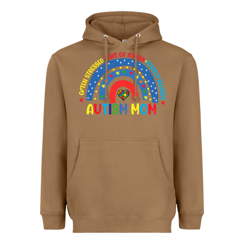 Often Stressed A Bit Of A Mess Totally Blessed Aut Heavyweight Hoodie by CowhideDigitalArt | Teevron