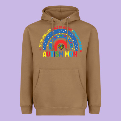 Often Stressed A Bit Of A Mess Totally Blessed Aut Heavyweight Hoodie Designed By Cowhidedigitalart