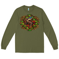 Army Green Western Christmas Rodeo Distressed Long Sleeve Tee - RanaPortraitStore