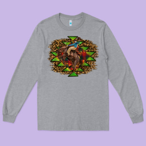 Western Christmas Rodeo Distressed Long Sleeve Tee Designed By Ranaportraitstore