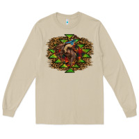 Mushroom Western Christmas Rodeo Distressed Long Sleeve Tee - RanaPortraitStore