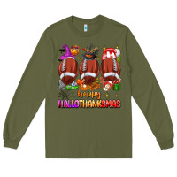 Army Green happy hallothanksmas football Long Sleeve Tee - texasbilliewilder