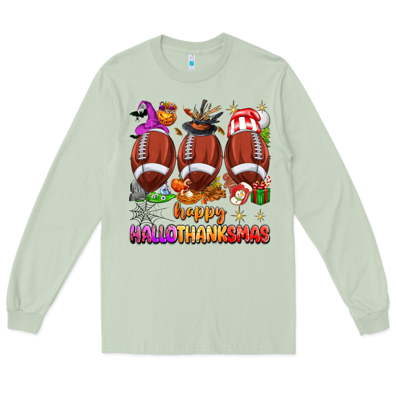 Happy Hallothanksmas Football Long Sleeve Tee by texasbilliewilder | Teevron