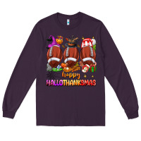 Plum happy hallothanksmas football Long Sleeve Tee - texasbilliewilder