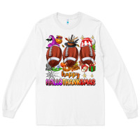 White happy hallothanksmas football Long Sleeve Tee - texasbilliewilder