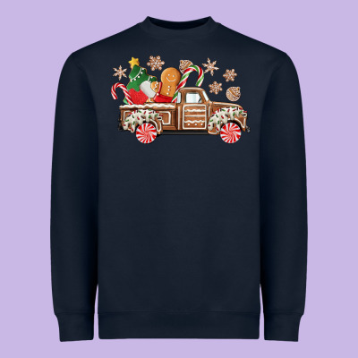 Christmas Gingerbread Truck Heavyweight Sweatshirt Designed By Cowgirlartshop
