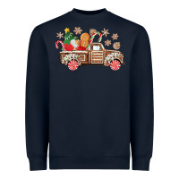 Navy christmas gingerbread truck Heavyweight Sweatshirt - CowGirlArtShop