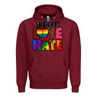 Burgundy spread love not hate Zipper Hoodie - FaDigitalArtStudio
