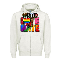 Oatmeal Heather spread love not hate Zipper Hoodie - FaDigitalArtStudio