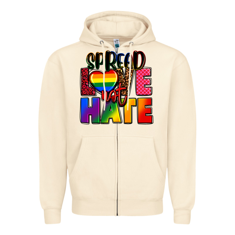 Spread Love Not Hate Zipper Hoodie by FaDigitalArtStudio | Teevron