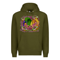 Army Green mardi gras mask king cake Premium Hoodie - RanaPortraitStore