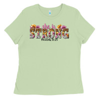 Matcha she is strong proverbs 31 25 Ladies Tee - NancyCooperArtShop
