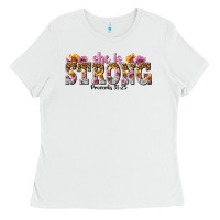 White she is strong proverbs 31 25 Ladies Tee - NancyCooperArtShop