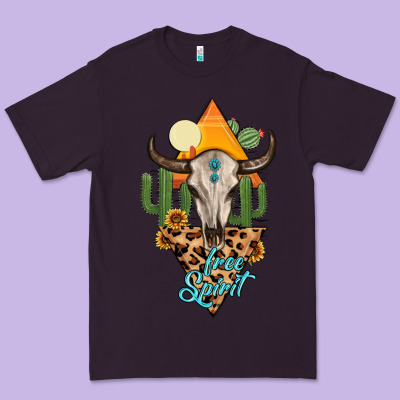 Free Spirit Bull Skull Premium Tee Designed By Maliassmallbusiness
