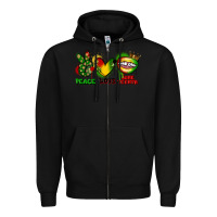 Black Peace love Juneteenth Zipper Hoodie - FaDigitalArtStudio