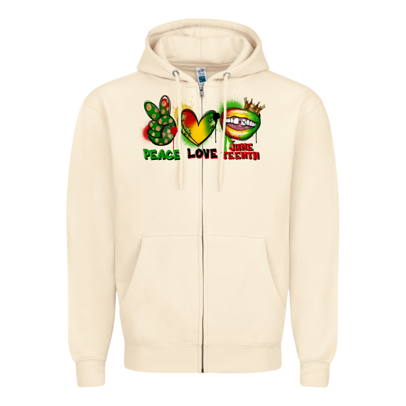Peace Love Juneteenth Zipper Hoodie by FaDigitalArtStudio | Teevron