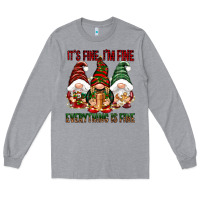 Heather Grey It's fine i'm fine everything is fine Long Sleeve Tee - NancyCooperArtShop