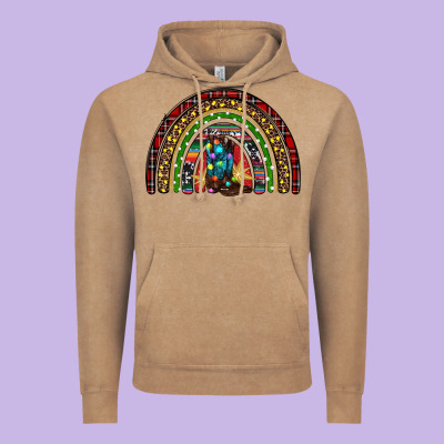 Christmas Cowboy Boots Rainbow Vintage Hoodie Designed By Ranaportraitstore