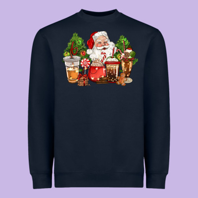 Christmas Santa Coffee Cups Heavyweight Sweatshirt Designed By Cowgirlartshop