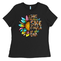 Black she believed she could so she did Ladies Tee - NancyCooperArtShop