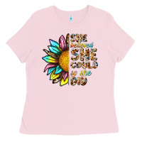 Bubblegum Pink she believed she could so she did Ladies Tee - NancyCooperArtShop