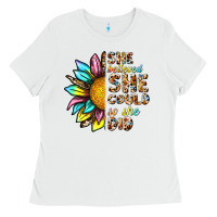White she believed she could so she did Ladies Tee - NancyCooperArtShop