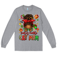 Heather Grey santas favorite cat mom Long Sleeve Tee - texasbilliewilder