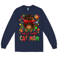 Navy santas favorite cat mom Long Sleeve Tee - texasbilliewilder