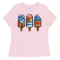 Bubblegum Pink Patriotic Leopard Popsicles Ladies Tee - Jasminsmagicworld