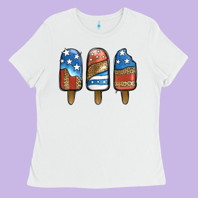 Patriotic Leopard Popsicles Ladies Tee Designed By Jasminsmagicworld