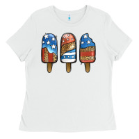 White Patriotic Leopard Popsicles Ladies Tee - Jasminsmagicworld