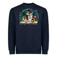 Navy christmas vibes Heavyweight Sweatshirt - CowGirlArtShop