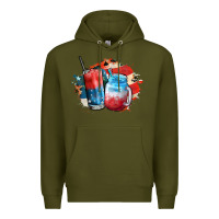 Army Green Red white and blue slushy cocktail Premium Hoodie - FaDigitalArtStudio